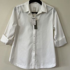 Chico’s - 3/4 SLV, white, women size 1/M (US), No-Iron, New Blouse